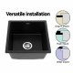Kitchen Sink Stone Granite Top/Undermount Singe Black 450x450mm Image 2 thumbnail