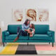 Chloe Faux Velvet Sofa Bed with Bolsters by Sarantino - Blue Image 10 thumbnail