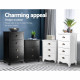 Vintage Bedside Table Chest 4 Drawers Storage Cabinet Nightstand White Image 5 thumbnail