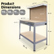 2-Layered Work Bench Garage Storage Table Tool Shop Shelf Silver Image 5 thumbnail