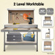 2-Layered Work Bench Garage Storage Table Tool Shop Shelf Silver Image 3 thumbnail