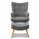 Scandinavian style Armchair and Ottoman - Grey Image 2 thumbnail