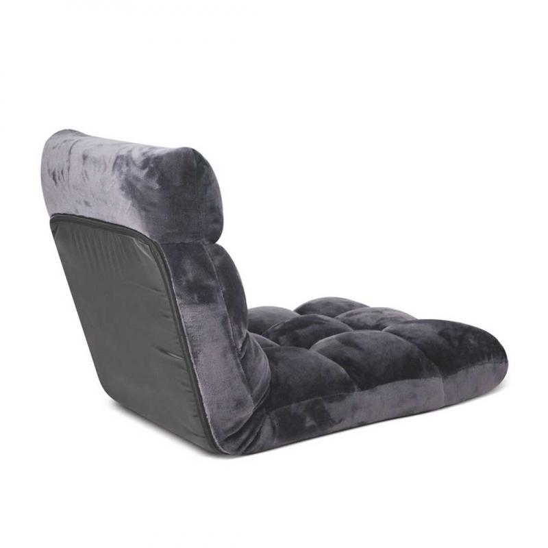 SOGA Floor Recliner Folding Lounge Sofa Couch Folding Chair Grey