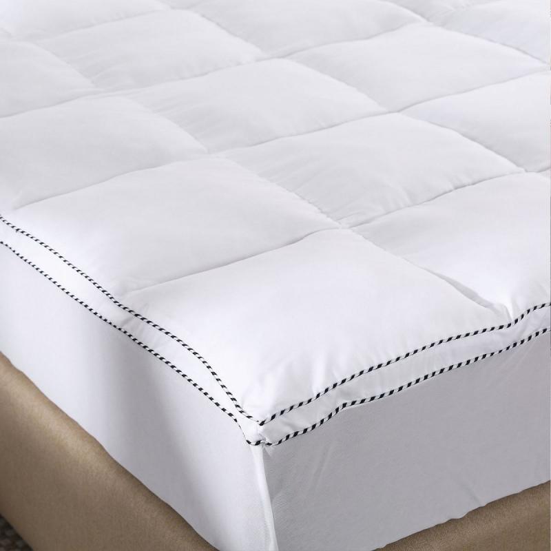 1000GSM Luxury Bamboo Fabric Gusset Mattress Topper Cover Double White