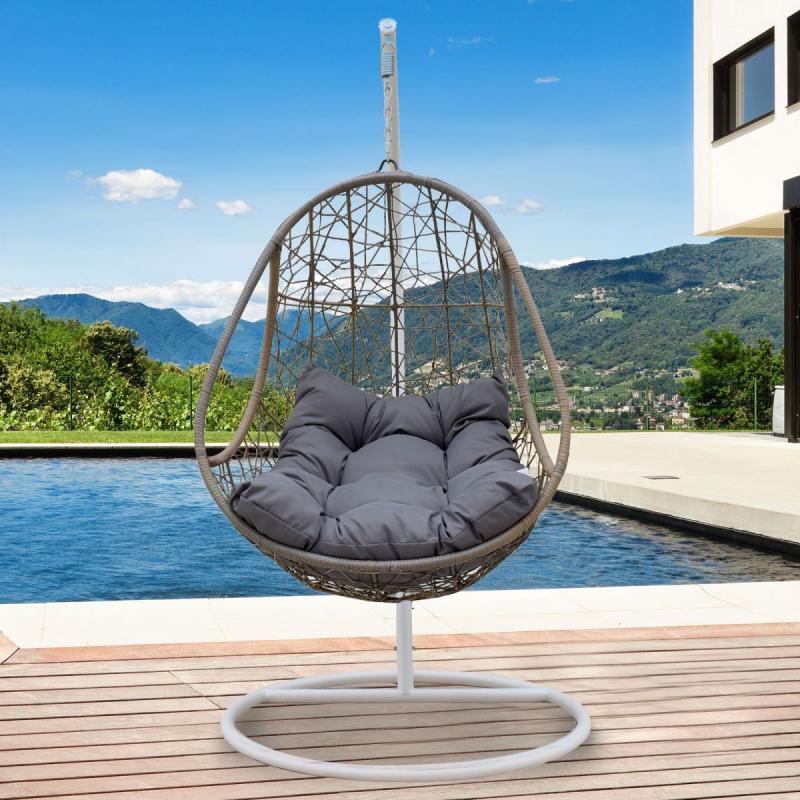 Furniture Rocking Egg Chair Swing Lounge Hammock Oatmeal and Grey