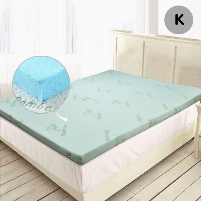 8cm Cool Gel Memory Foam Mattress Topper Bamboo Fabric Cover King