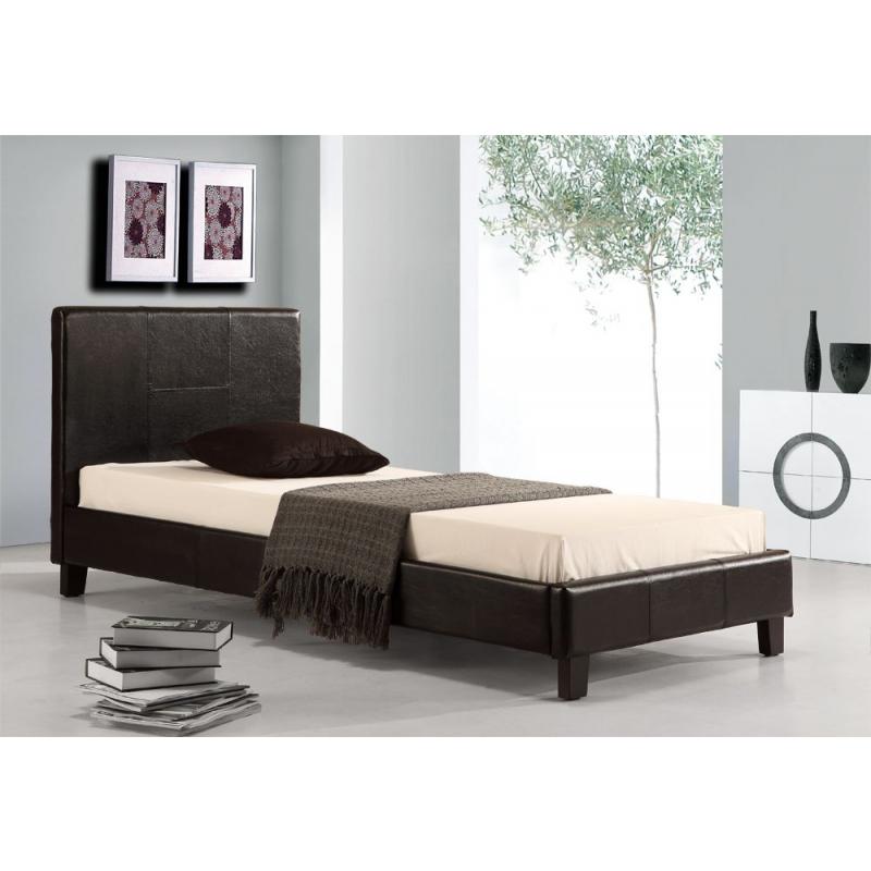 Single Pu Leather Bed Frame Wooden Black