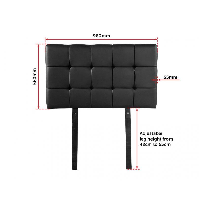Pu Leather Single Bed Deluxe Headboard Bedhead Black