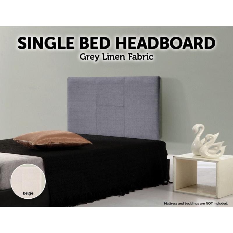 Linen Fabric Single Bed Headboard Bedhead Grey