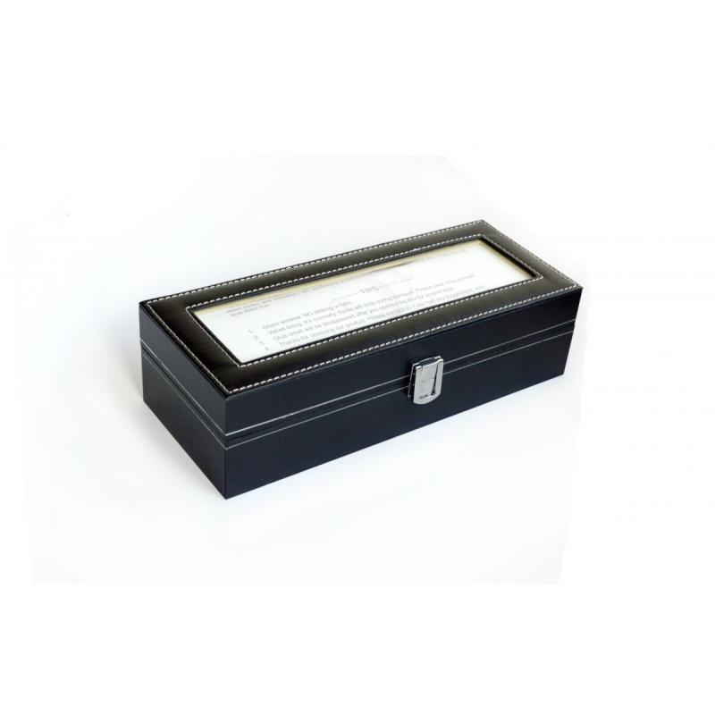 6 Slot Mens Watch Display Case Box Black Pu Leather