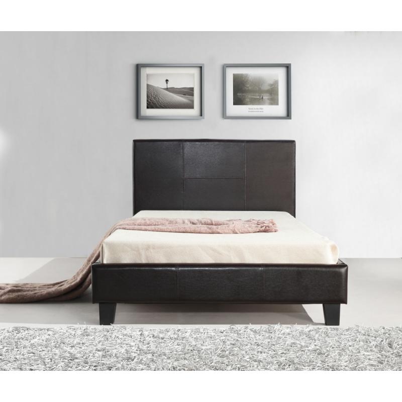King Single Pu Leather Bed Frame Brown