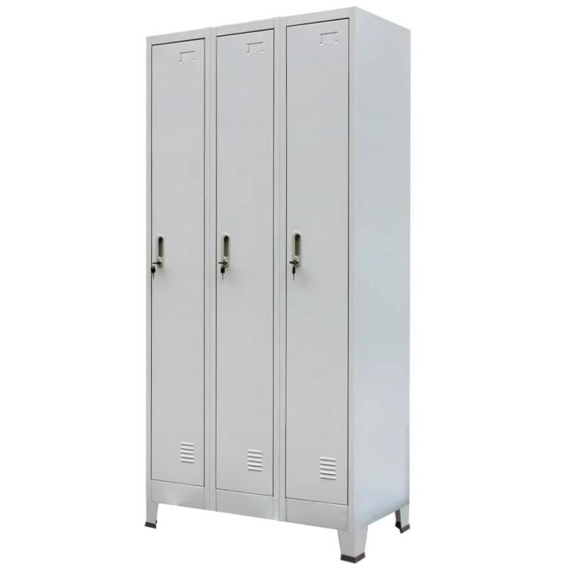 Locker With 3 Compartments Steel 90x45x180 Cm Grey