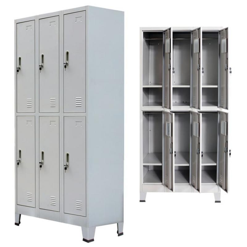 Locker With 6 Compartments Steel 90x45x180 Cm Grey