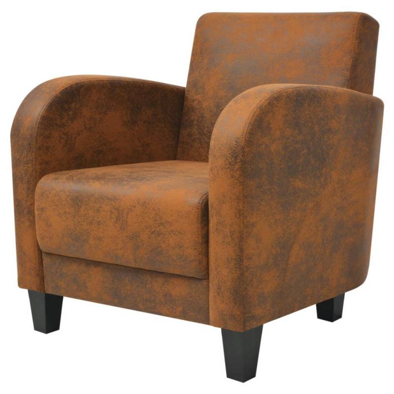 Armchair Brown Faux Suede Leather