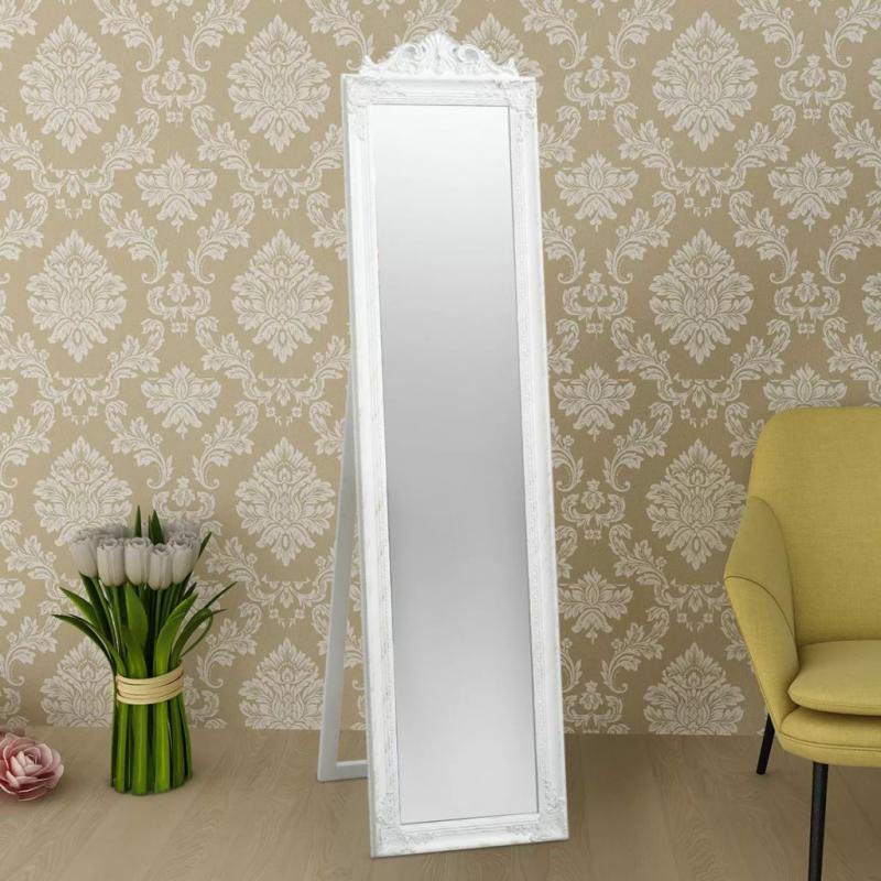 Freestanding Mirror Baroque Style 160x40 Cm White