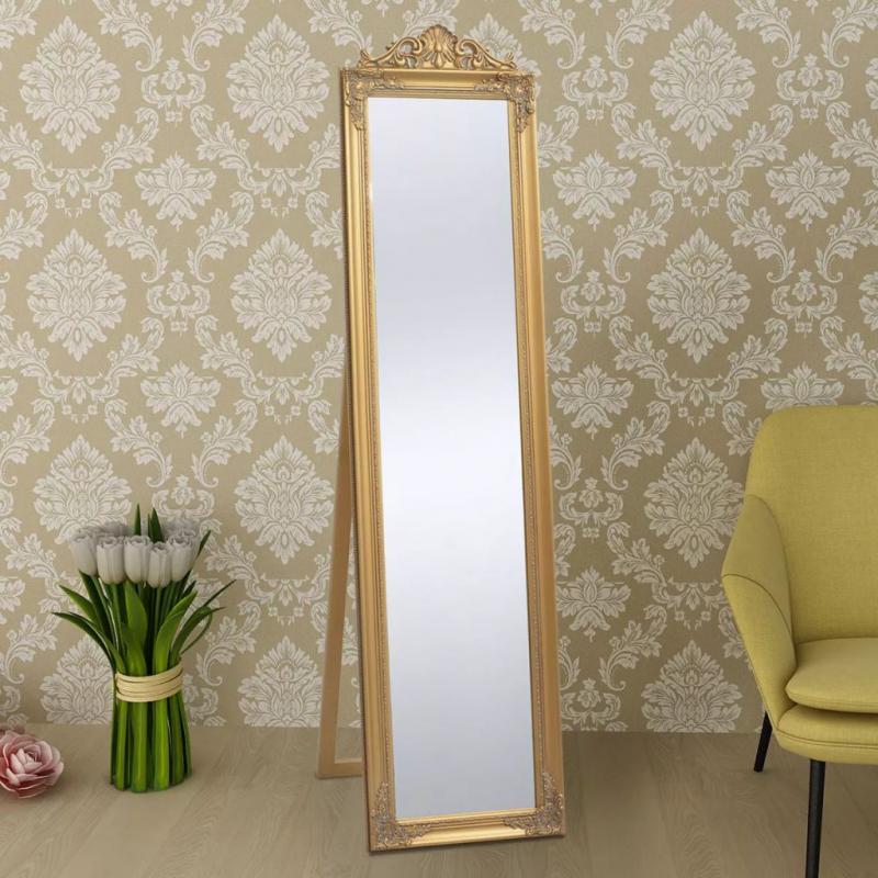 Freestanding Mirror Baroque Style 160x40 Cm Gold