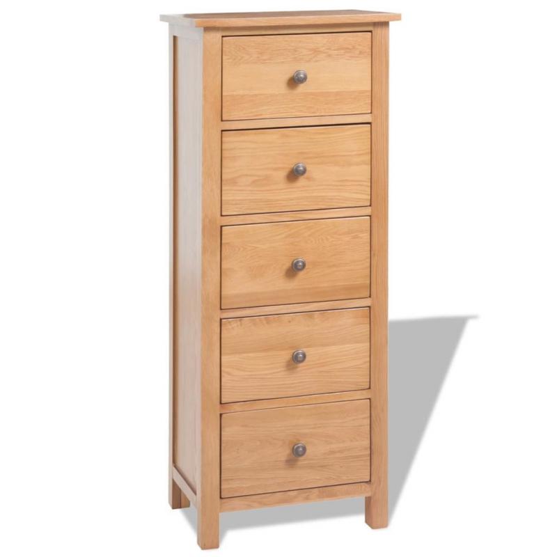Tallboy Chest Of Drawers 45x32x115 Cm Solid Oak Wood