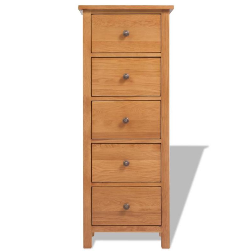 Tallboy Chest Of Drawers 45x32x115 Cm Solid Oak Wood