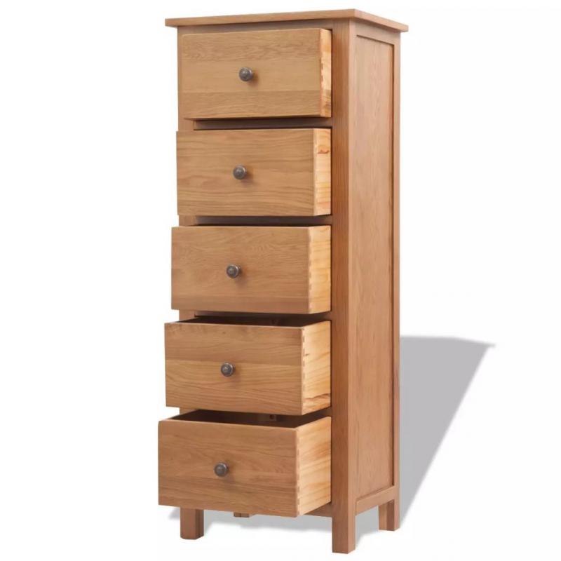 Tallboy Chest Of Drawers 45x32x115 Cm Solid Oak Wood