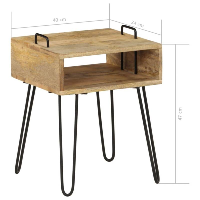 Bedside Table Solid Mango Wood 40x34x47 Cm