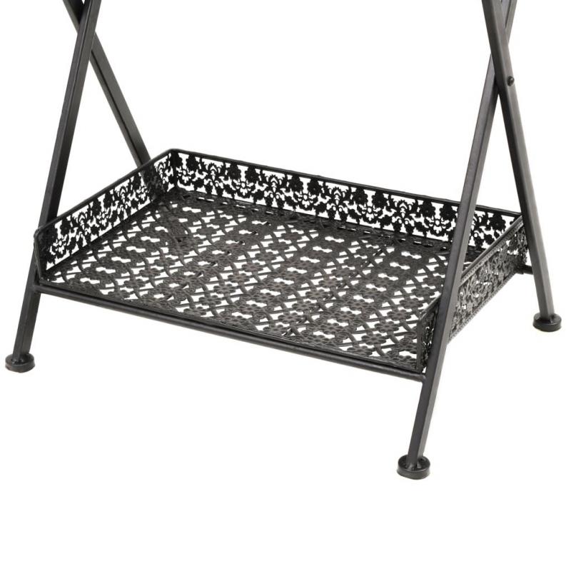 Folding Tea Table Vintage Style Metal 58x35x72 Cm Black