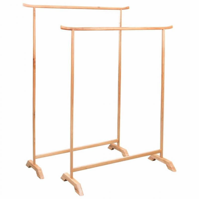 Clothes Racks 2 Pcs Solid Oak Wood