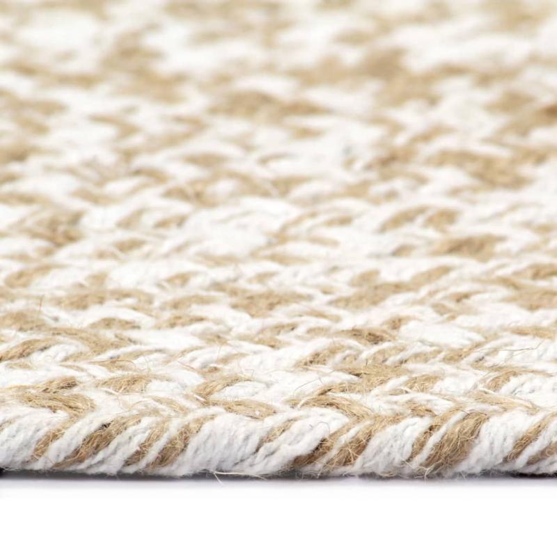 Handmade Rug Jute White And Natural 90 Cm