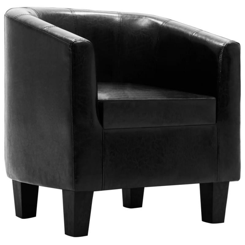 Faux Leather Tub Chair Black