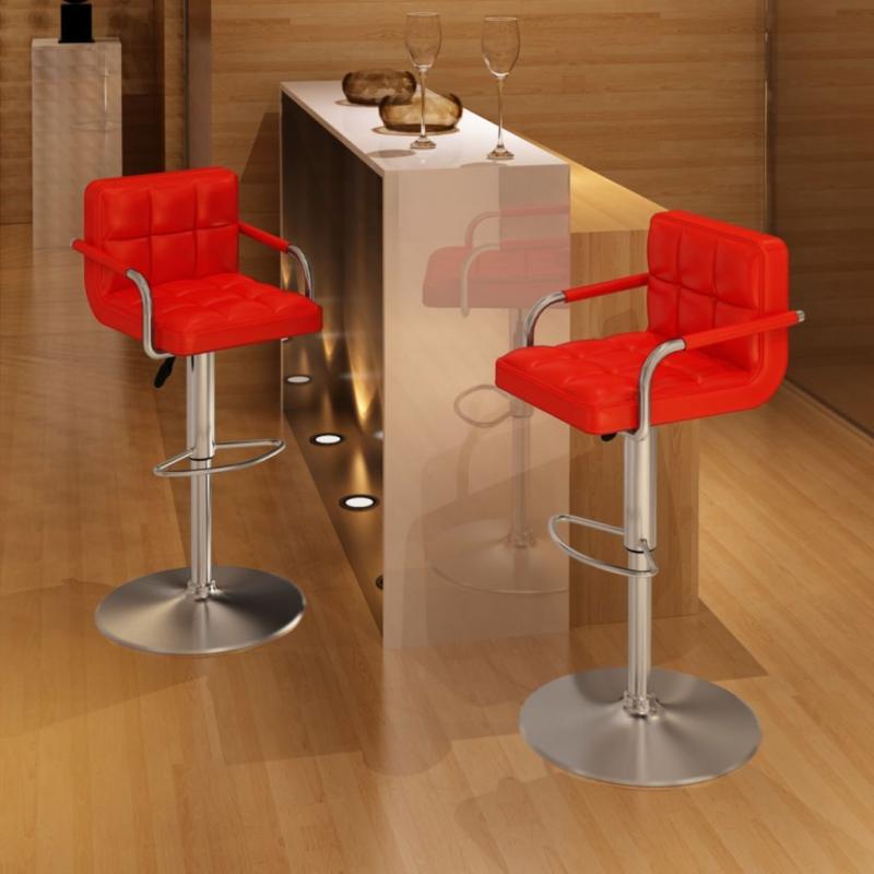 Bar Stools 2 Pcs Red Faux Leather