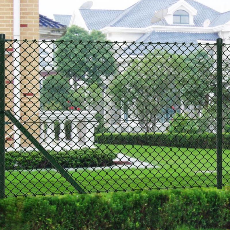 Chain Link Fence With Posts Steel 1.5x25 M Green Electric Fence Supplies