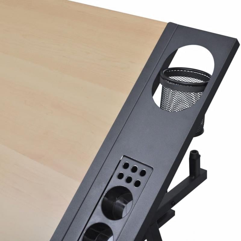 Two Drawers Tiltable Tabletop Drawing Table With Stool