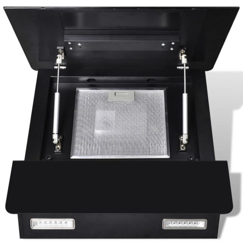 Black Tempered Glass Range Hood With Display 600 Mm