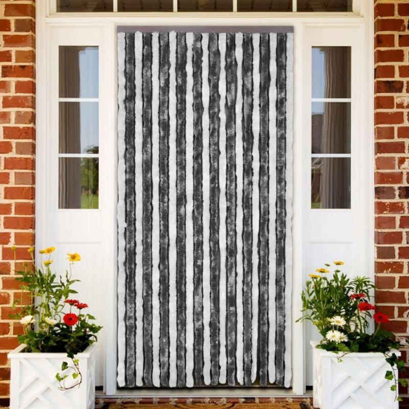 Insect Curtain Grey And White 100x220 Cm Chenille