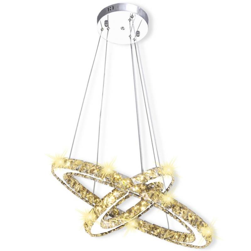 Double Ring Led Crystal Pendant Lamp 23.6 W