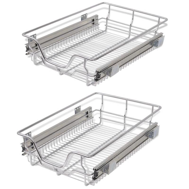 Pullout Wire Baskets 2 Pcs Silver 400 Mm