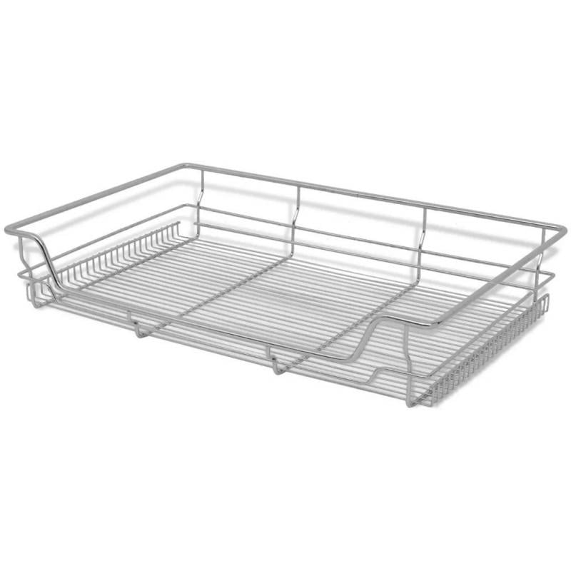 Pullout Wire Baskets 2 Pcs Silver 800 Mm