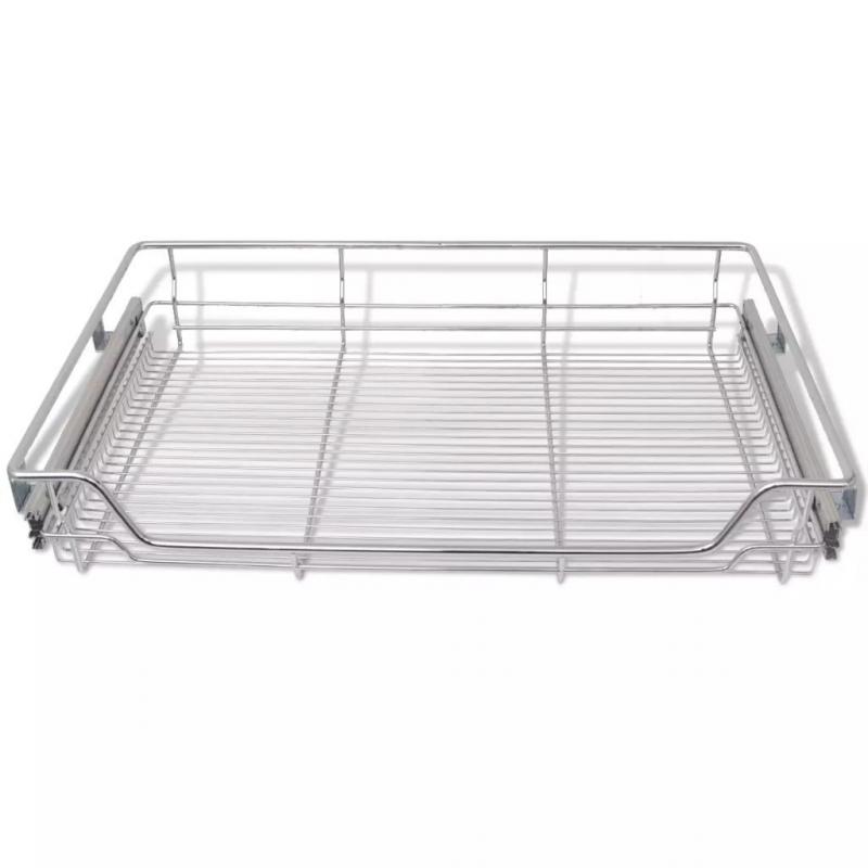 Pullout Wire Baskets 2 Pcs Silver 800 Mm
