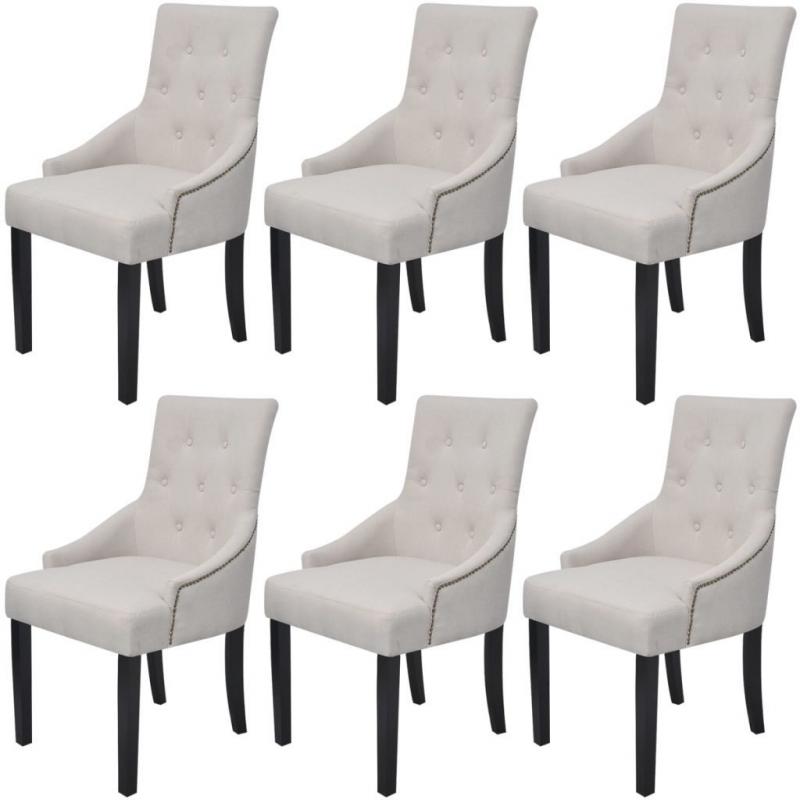 Dining Chairs 6 Pcs Cream Fabric