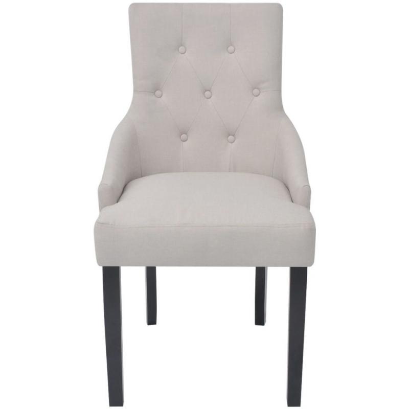 Dining Chairs 6 Pcs Cream Fabric