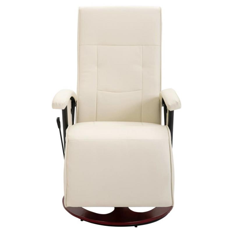 Swivel Tv Armchair Cream Faux Leather