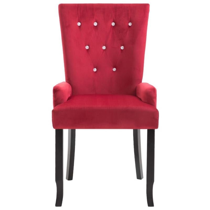 Dining Chair With Armrests Red Velvet
