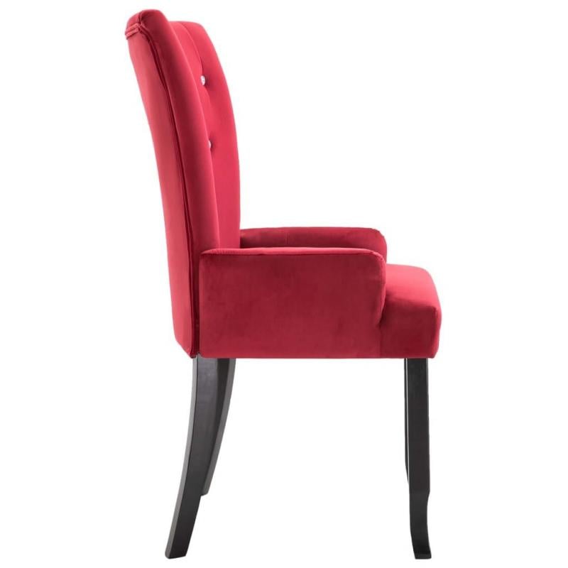 Dining Chair With Armrests Red Velvet