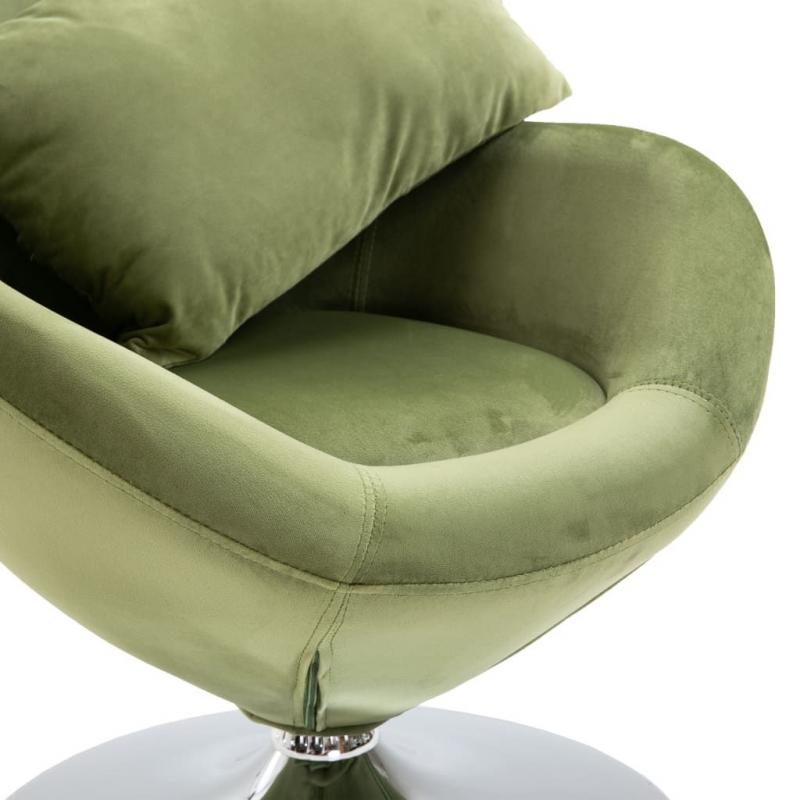 Swivel Egg Chair With Cushion Light Green Velvet