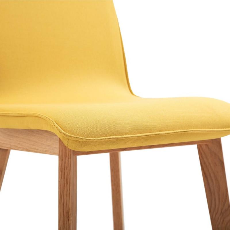 Dining Chairs 2 Pcs Solid Wood Yellow Fabric
