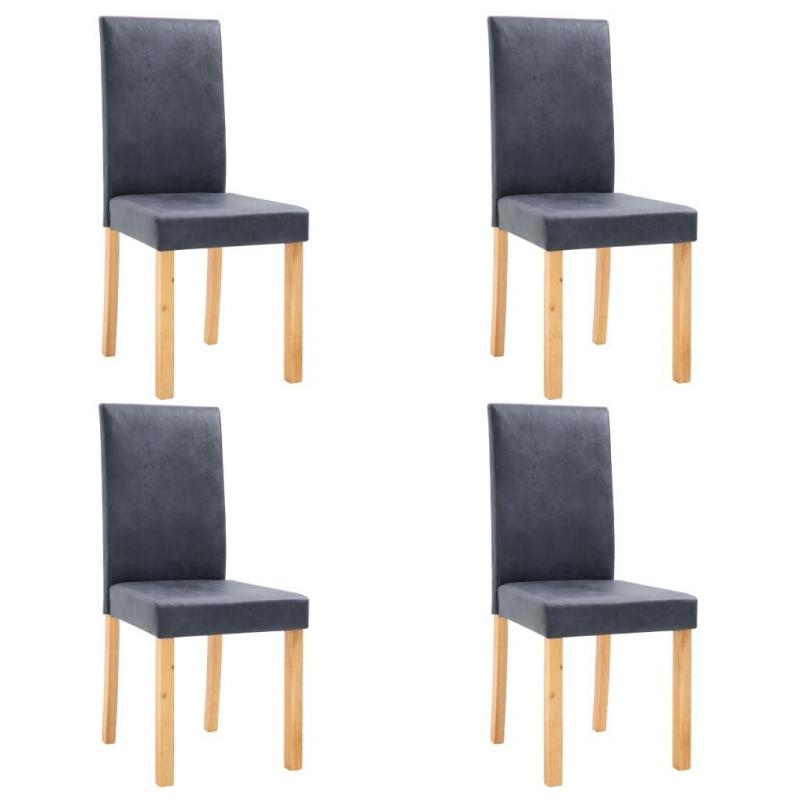 Dining Chairs 4 Pcs Grey Faux Suede Leather