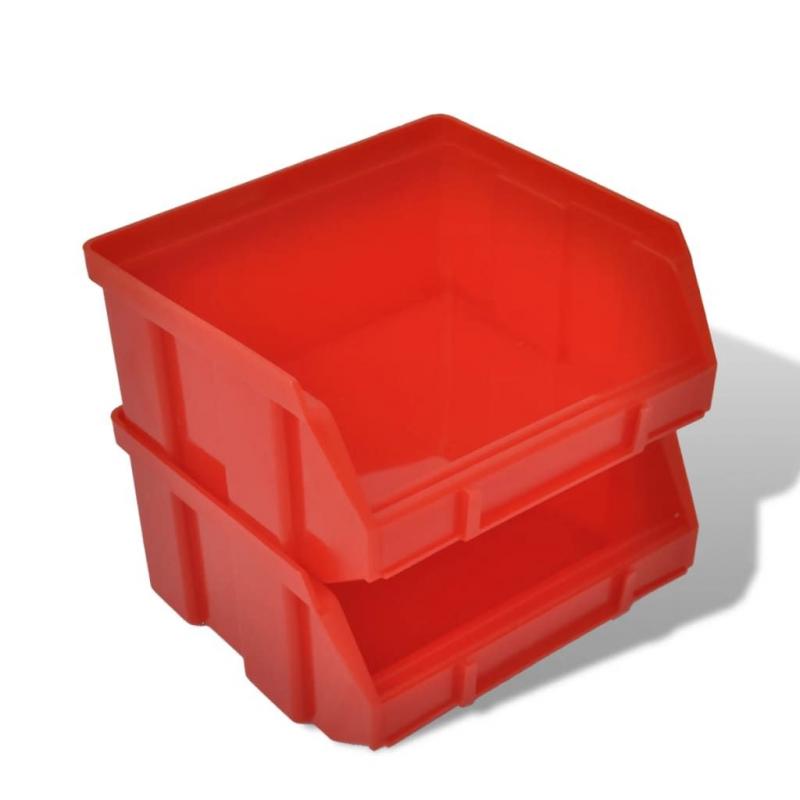 Wall Mounted Garage Plastic Storage Bin Set 30 Pcs Blue & Red