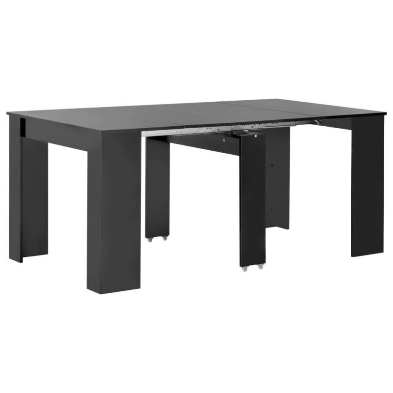 Extendable Dining Table High Gloss Black 175x90x75 Cm