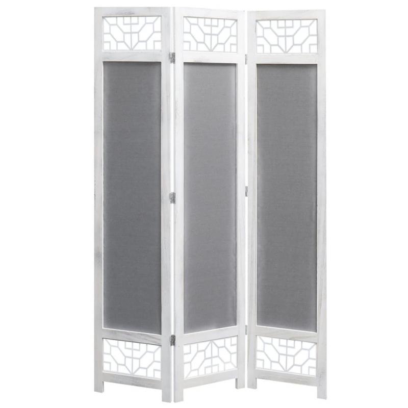 3panel Room Divider Grey 105x165 Cm Fabric
