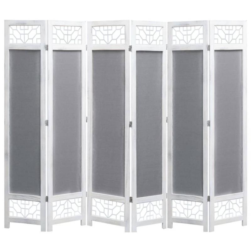 6panel Room Divider Grey 210x165cm Fabric Grey