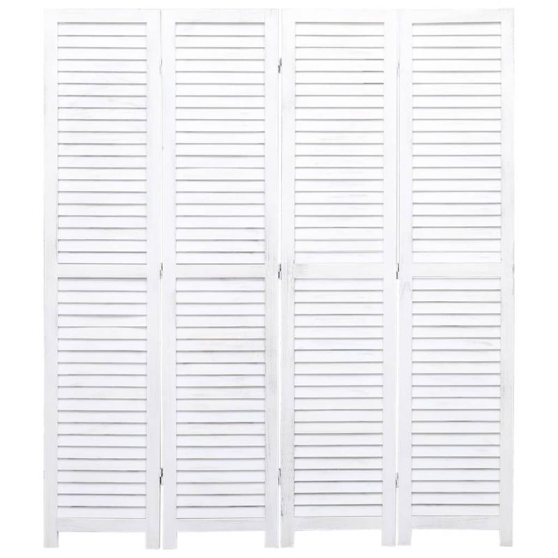 4panel Room Divider White 140x165cm Wood White
